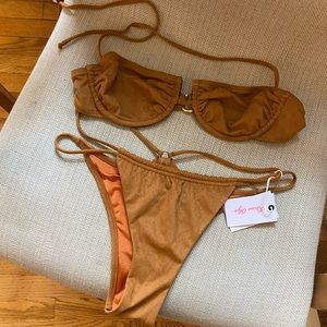 Reina Olga tobacco suede bikini